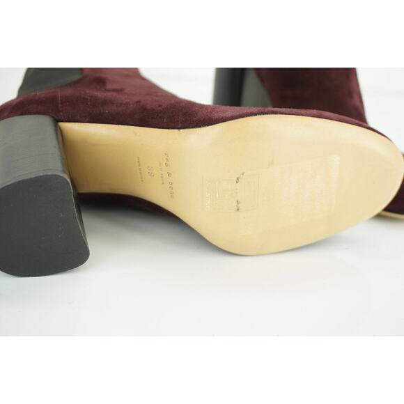 Rag & Bone Agnes Wine Suede Leather Heels Ankle Boots  Stretch  Chelsea - Picture 9 of 11